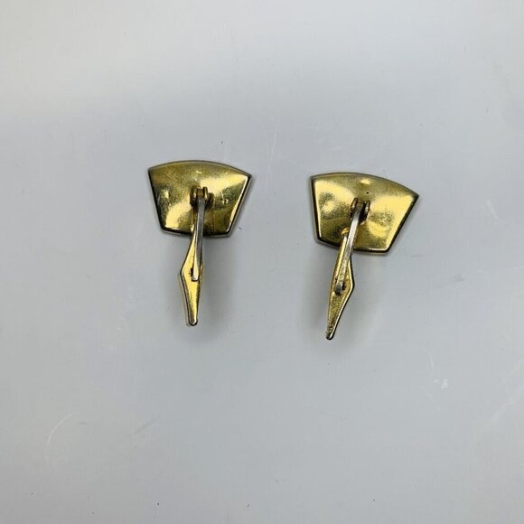 Vintage Unisex amascene Cufflinks Geometric Mod Diamond & Triangle Shapes Spain - Picture 4 of 9